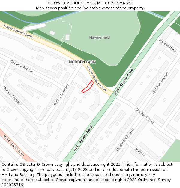 7, LOWER MORDEN LANE, MORDEN, SM4 4SE: Location map and indicative extent of plot