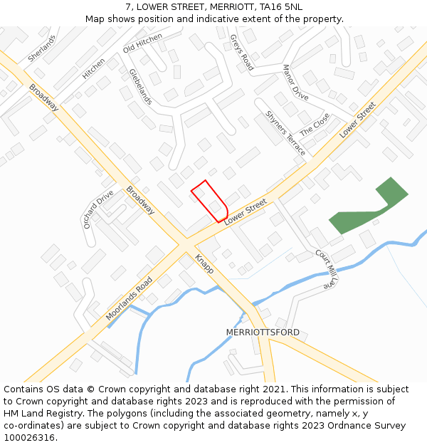 7, LOWER STREET, MERRIOTT, TA16 5NL: Location map and indicative extent of plot
