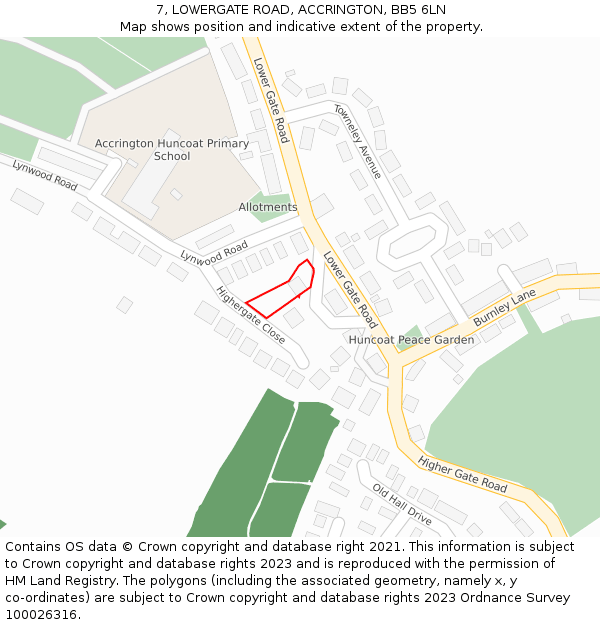 7, LOWERGATE ROAD, ACCRINGTON, BB5 6LN: Location map and indicative extent of plot