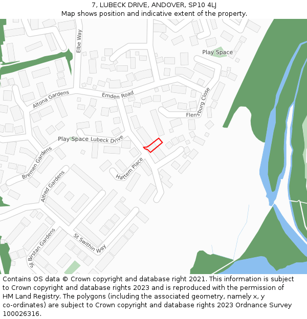 7, LUBECK DRIVE, ANDOVER, SP10 4LJ: Location map and indicative extent of plot