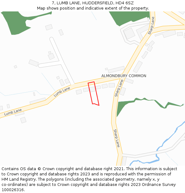 7, LUMB LANE, HUDDERSFIELD, HD4 6SZ: Location map and indicative extent of plot