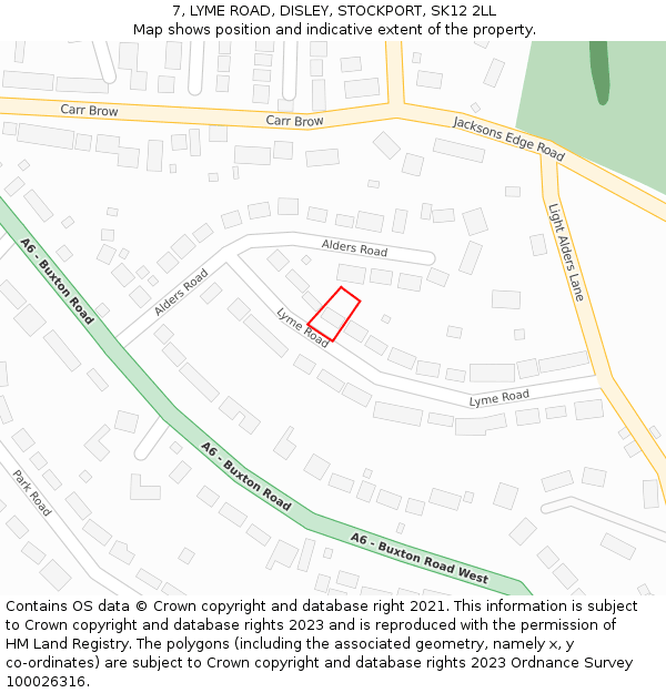 7, LYME ROAD, DISLEY, STOCKPORT, SK12 2LL: Location map and indicative extent of plot