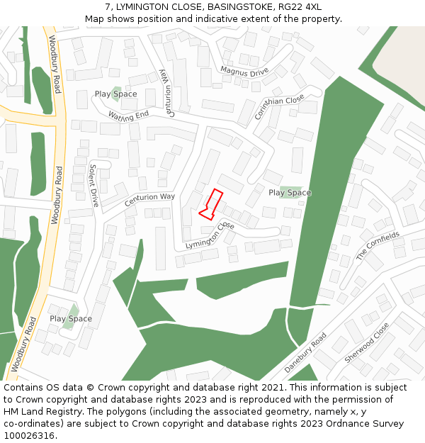 7, LYMINGTON CLOSE, BASINGSTOKE, RG22 4XL: Location map and indicative extent of plot