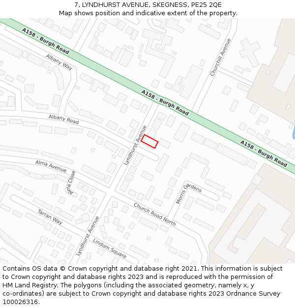 7, LYNDHURST AVENUE, SKEGNESS, PE25 2QE: Location map and indicative extent of plot