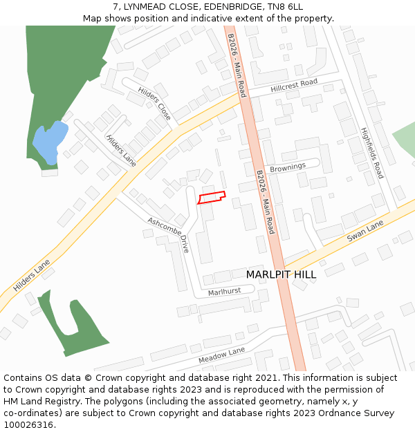 7, LYNMEAD CLOSE, EDENBRIDGE, TN8 6LL: Location map and indicative extent of plot