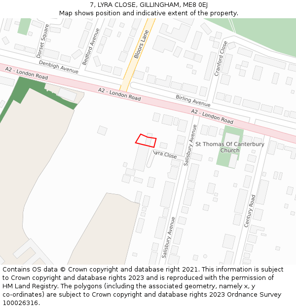 7, LYRA CLOSE, GILLINGHAM, ME8 0EJ: Location map and indicative extent of plot