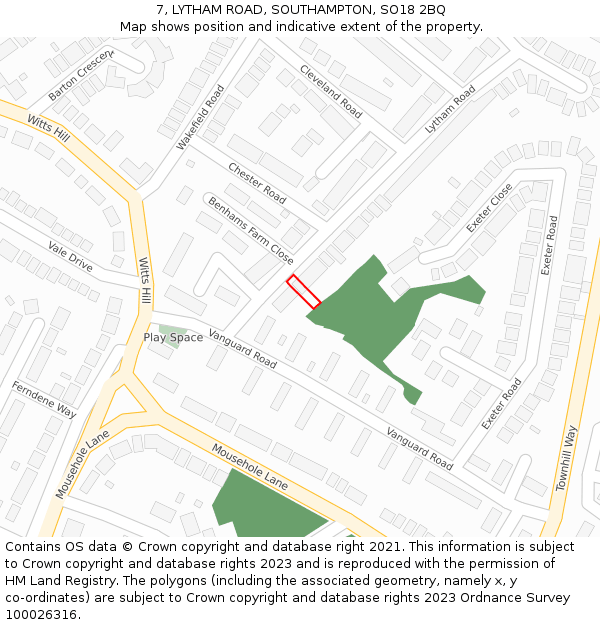 7, LYTHAM ROAD, SOUTHAMPTON, SO18 2BQ: Location map and indicative extent of plot