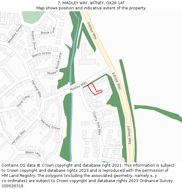 7, MADLEY WAY, WITNEY, OX28 1AT: Location map and indicative extent of plot