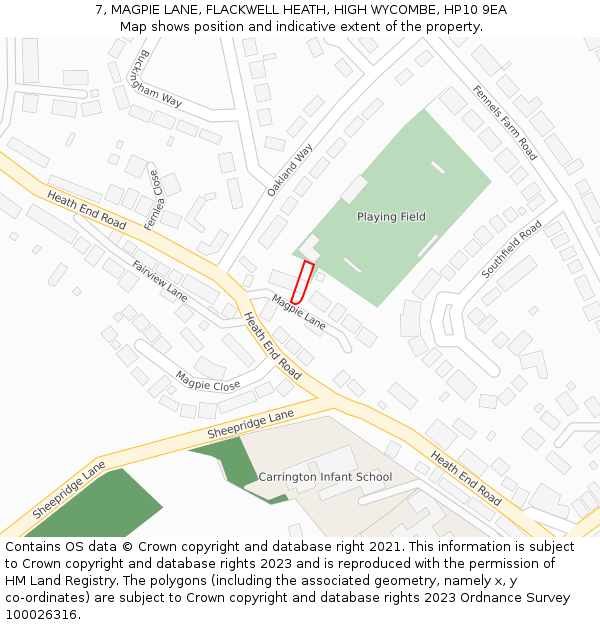 7, MAGPIE LANE, FLACKWELL HEATH, HIGH WYCOMBE, HP10 9EA: Location map and indicative extent of plot