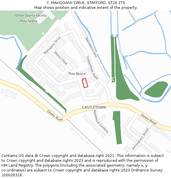 7, MAHOGANY DRIVE, STAFFORD, ST16 2TS: Location map and indicative extent of plot