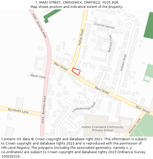 7, MAIN STREET, CRANSWICK, DRIFFIELD, YO25 9QR: Location map and indicative extent of plot