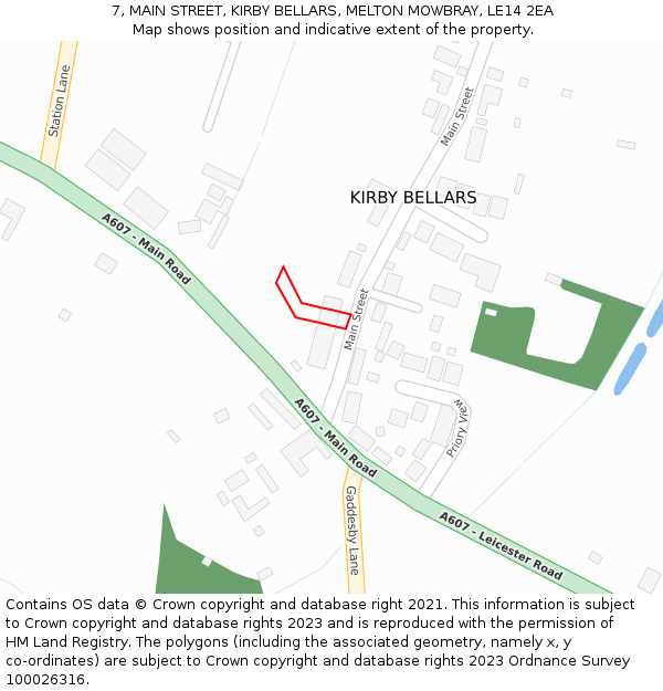 7, MAIN STREET, KIRBY BELLARS, MELTON MOWBRAY, LE14 2EA: Location map and indicative extent of plot