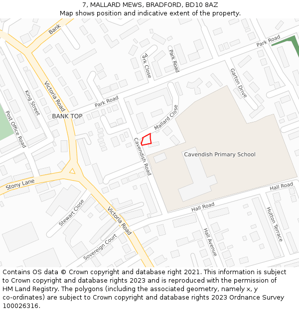 7, MALLARD MEWS, BRADFORD, BD10 8AZ: Location map and indicative extent of plot