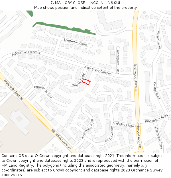 7, MALLORY CLOSE, LINCOLN, LN6 0UL: Location map and indicative extent of plot