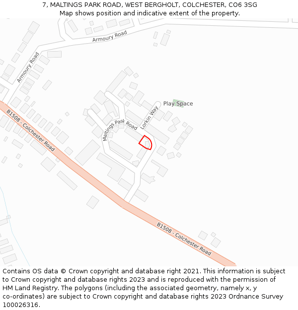 7, MALTINGS PARK ROAD, WEST BERGHOLT, COLCHESTER, CO6 3SG: Location map and indicative extent of plot