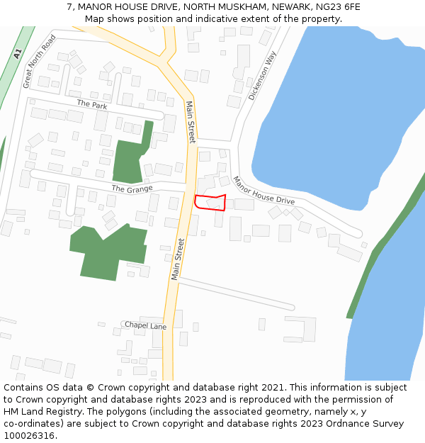 7, MANOR HOUSE DRIVE, NORTH MUSKHAM, NEWARK, NG23 6FE: Location map and indicative extent of plot