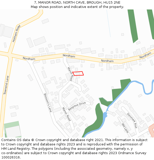 7, MANOR ROAD, NORTH CAVE, BROUGH, HU15 2NE: Location map and indicative extent of plot