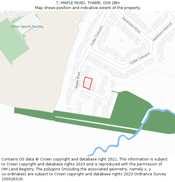 7, MAPLE ROAD, THAME, OX9 2BH: Location map and indicative extent of plot