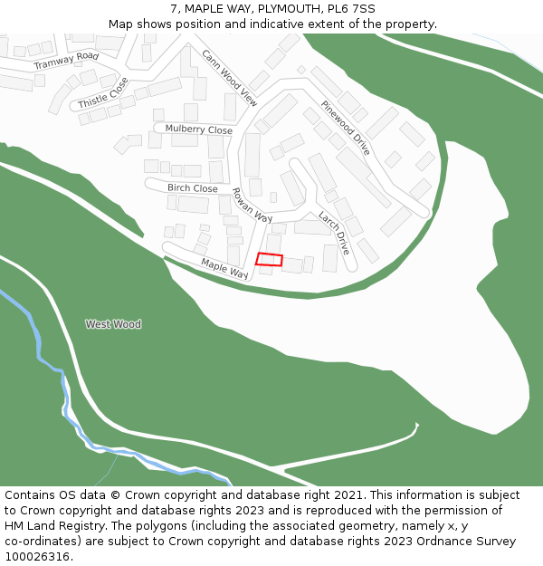 7, MAPLE WAY, PLYMOUTH, PL6 7SS: Location map and indicative extent of plot