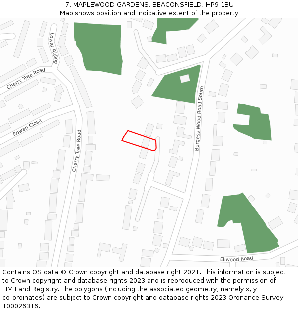 7, MAPLEWOOD GARDENS, BEACONSFIELD, HP9 1BU: Location map and indicative extent of plot