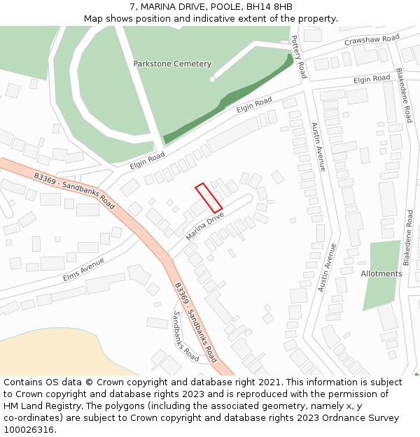 7, MARINA DRIVE, POOLE, BH14 8HB: Location map and indicative extent of plot