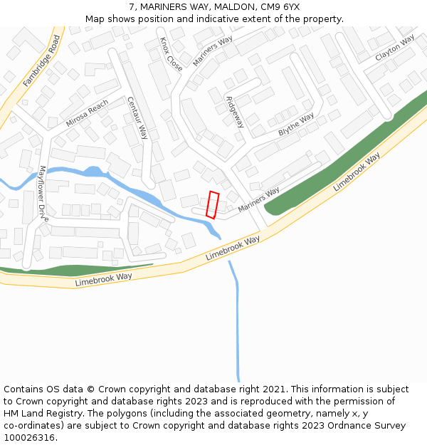 7, MARINERS WAY, MALDON, CM9 6YX: Location map and indicative extent of plot