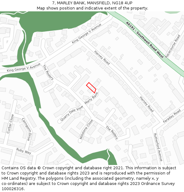 7, MARLEY BANK, MANSFIELD, NG18 4UP: Location map and indicative extent of plot