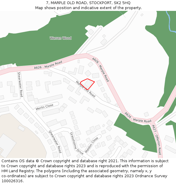 7, MARPLE OLD ROAD, STOCKPORT, SK2 5HQ: Location map and indicative extent of plot