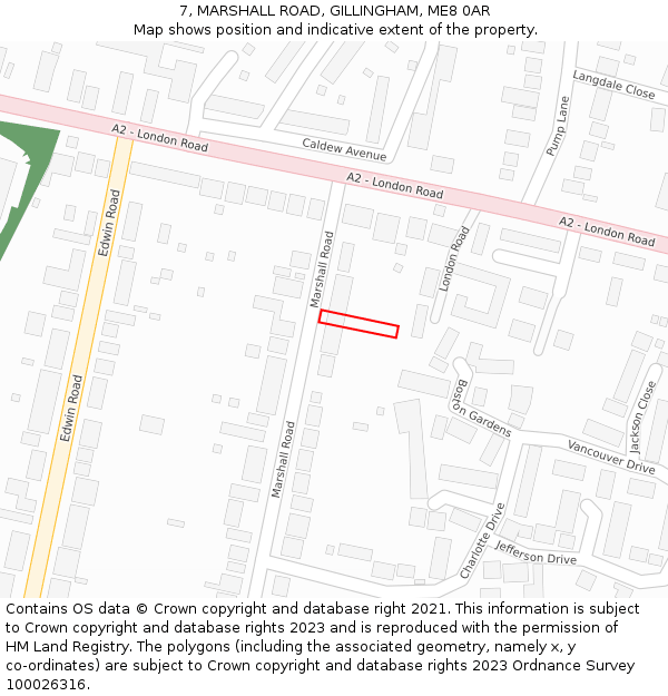 7, MARSHALL ROAD, GILLINGHAM, ME8 0AR: Location map and indicative extent of plot