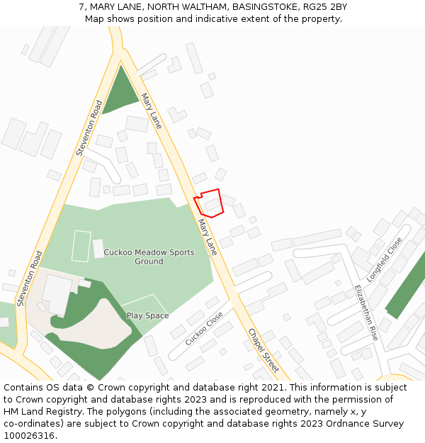 7, MARY LANE, NORTH WALTHAM, BASINGSTOKE, RG25 2BY: Location map and indicative extent of plot