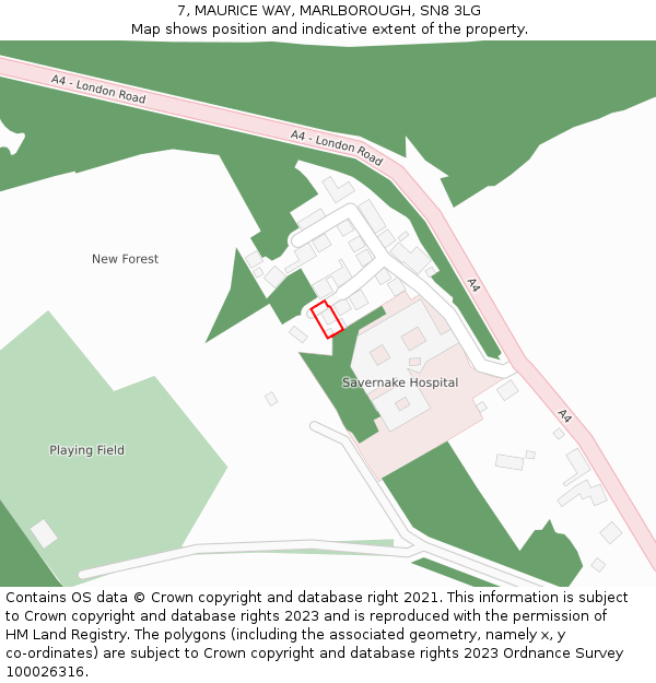 7, MAURICE WAY, MARLBOROUGH, SN8 3LG: Location map and indicative extent of plot