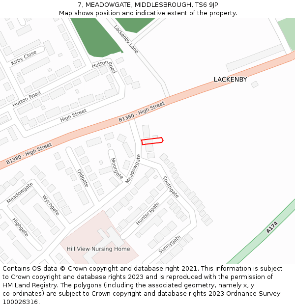 7, MEADOWGATE, MIDDLESBROUGH, TS6 9JP: Location map and indicative extent of plot