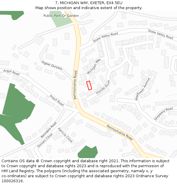 7, MICHIGAN WAY, EXETER, EX4 5EU: Location map and indicative extent of plot