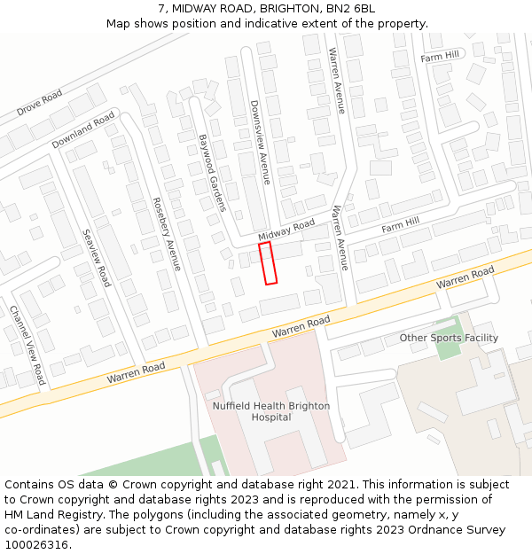 7, MIDWAY ROAD, BRIGHTON, BN2 6BL: Location map and indicative extent of plot