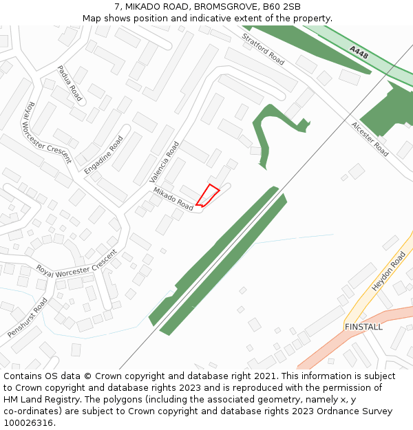 7, MIKADO ROAD, BROMSGROVE, B60 2SB: Location map and indicative extent of plot
