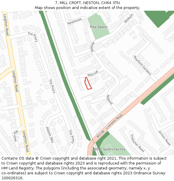 7, MILL CROFT, NESTON, CH64 3TN: Location map and indicative extent of plot