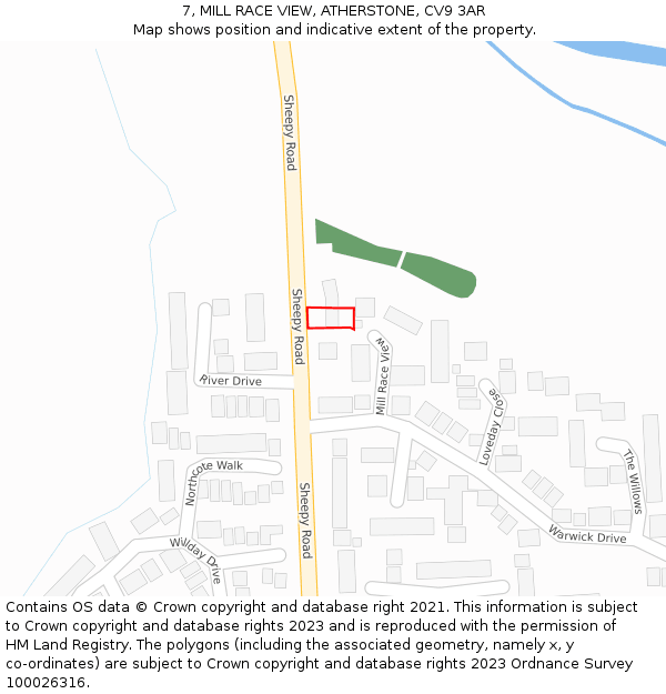 7, MILL RACE VIEW, ATHERSTONE, CV9 3AR: Location map and indicative extent of plot