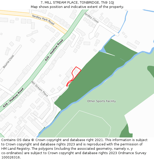 7, MILL STREAM PLACE, TONBRIDGE, TN9 1QJ: Location map and indicative extent of plot