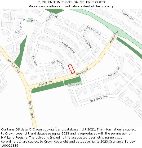 7, MILLENNIUM CLOSE, SALISBURY, SP2 8TB: Location map and indicative extent of plot