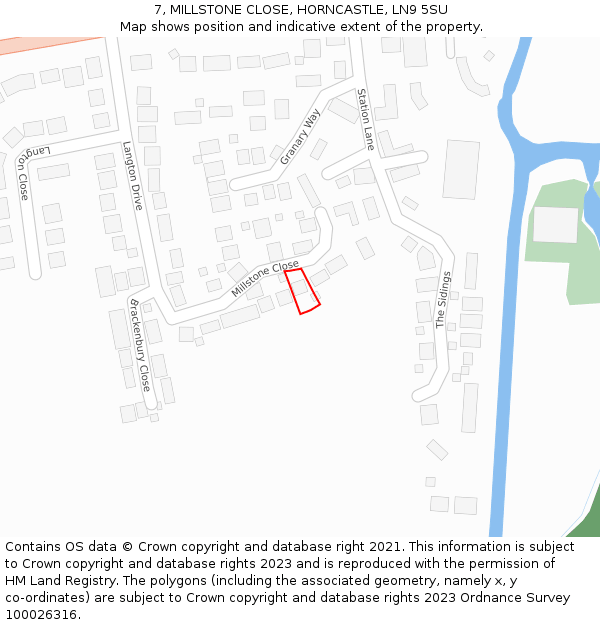 7, MILLSTONE CLOSE, HORNCASTLE, LN9 5SU: Location map and indicative extent of plot
