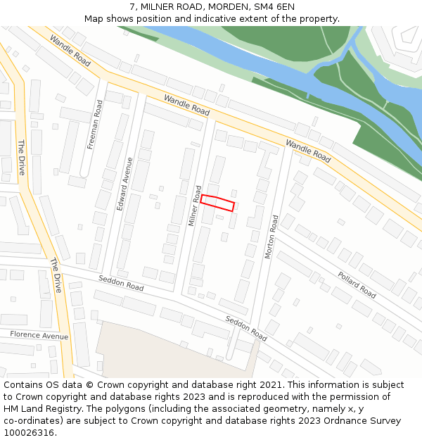 7, MILNER ROAD, MORDEN, SM4 6EN: Location map and indicative extent of plot