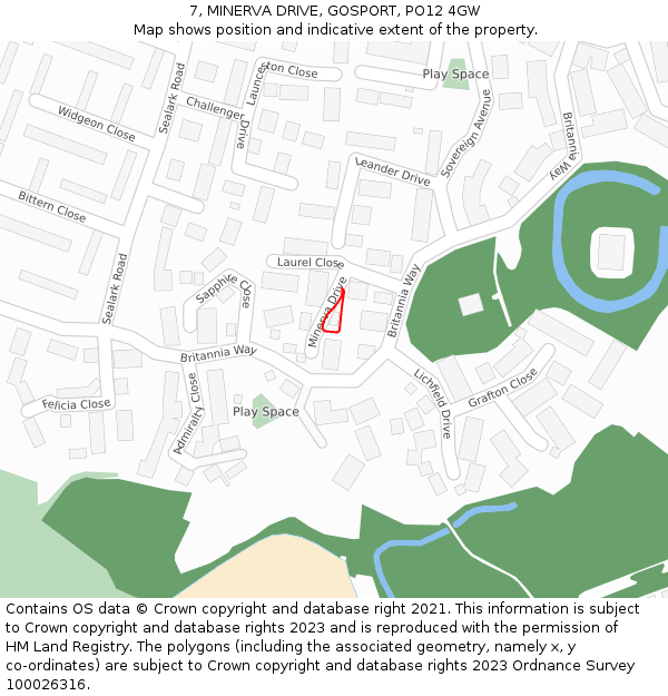 7, MINERVA DRIVE, GOSPORT, PO12 4GW: Location map and indicative extent of plot