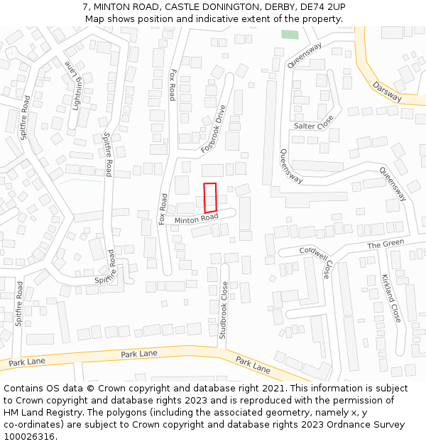 7, MINTON ROAD, CASTLE DONINGTON, DERBY, DE74 2UP: Location map and indicative extent of plot