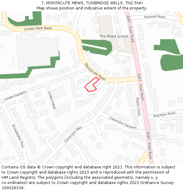 7, MONTACUTE MEWS, TUNBRIDGE WELLS, TN2 5NH: Location map and indicative extent of plot