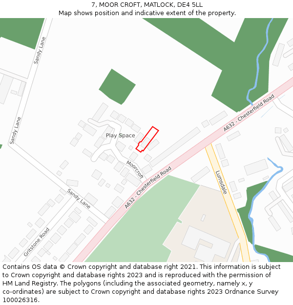 7, MOOR CROFT, MATLOCK, DE4 5LL: Location map and indicative extent of plot