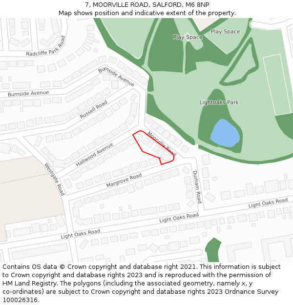 7, MOORVILLE ROAD, SALFORD, M6 8NP: Location map and indicative extent of plot