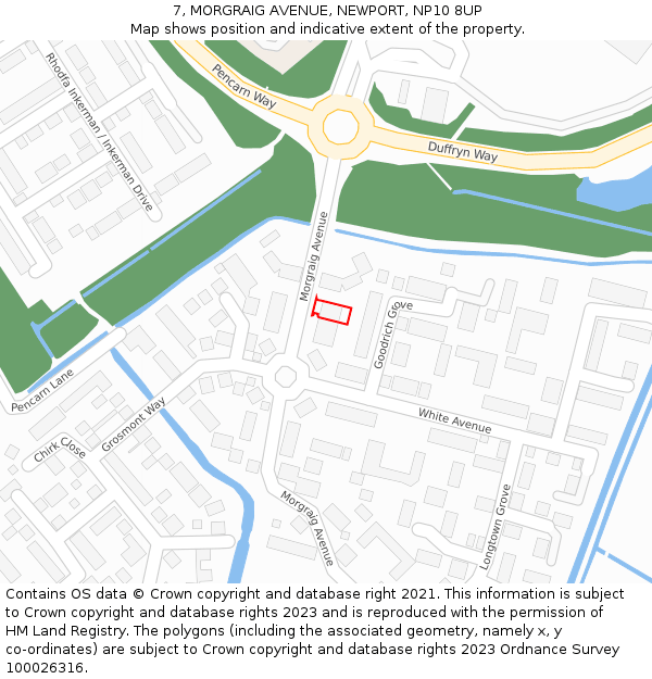 7, MORGRAIG AVENUE, NEWPORT, NP10 8UP: Location map and indicative extent of plot
