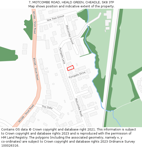 7, MOTCOMBE ROAD, HEALD GREEN, CHEADLE, SK8 3TP: Location map and indicative extent of plot