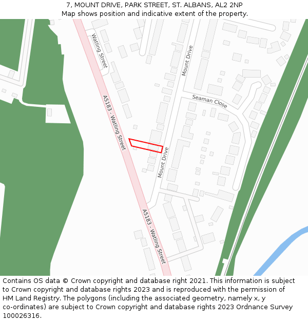 7, MOUNT DRIVE, PARK STREET, ST. ALBANS, AL2 2NP: Location map and indicative extent of plot