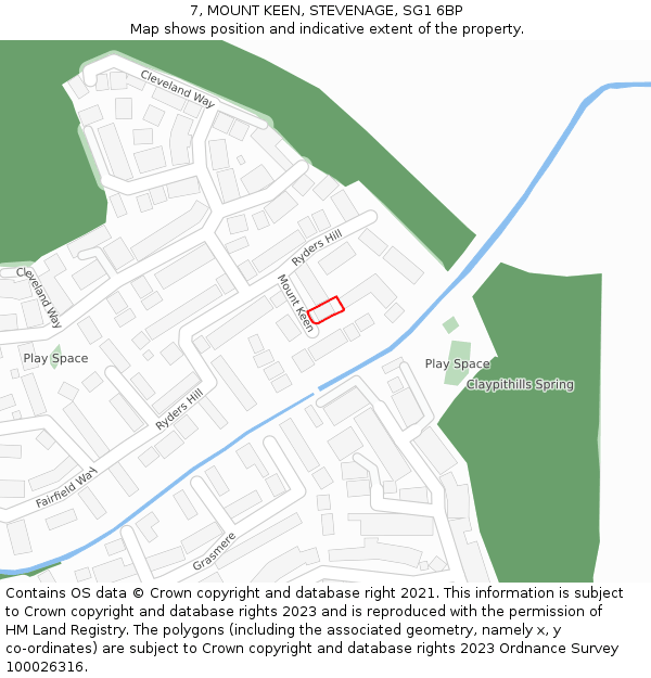 7, MOUNT KEEN, STEVENAGE, SG1 6BP: Location map and indicative extent of plot